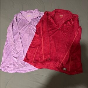 2 woman's long sleeved Ariat half zips